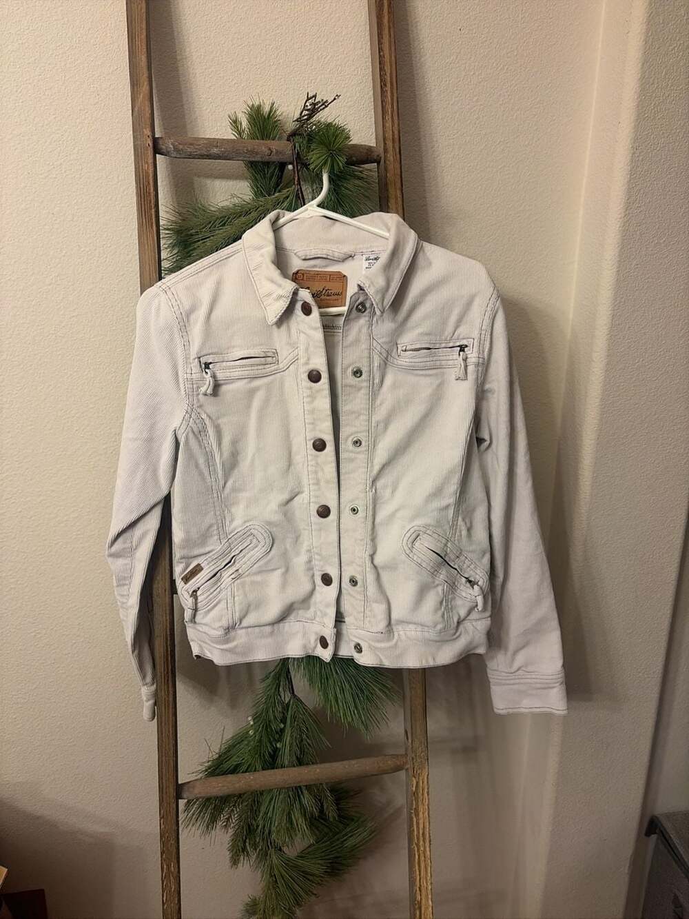 Levi Strauss Signature Women's Corduroy Trucker Jacket Beige Size S 4/6